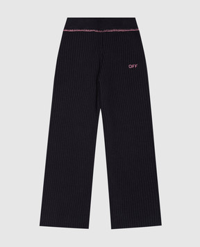 Off-White Детские черные брюки с шерстью с логотипом OGHG001F24KNI001