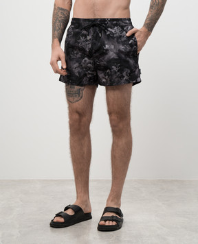 Off-White Черные шорты для плавания с принтом в стиле фрески OMFD014S25FAB002
