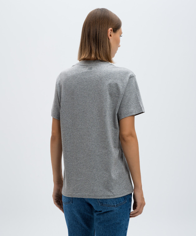 Ami Paris Сіра футболка з вишивкою Ami de Coeur BFUTS001724 зображення 4