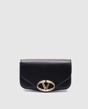 Valentino Черная кожаная сумка-мессенджер с логотипом VLogo Signature 5W2B0N90MIM
