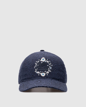 Etro Синяя кепка в узор пейсли с цветочной вышивкой логотипа WAQA000799TJE24