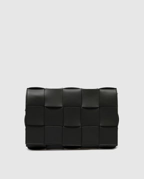 Bottega Veneta Зелена шкіряна сумка крос-боді Cassette з плетінням Intrecciatio 578004VMAY1