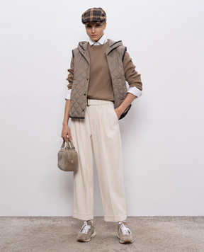 Brunello Cucinelli Коричневий джемпер в рубчик M19194710P