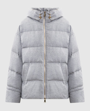 Be Florence Сіра стьобана пухова куртка із шовку та вовни верблюда BE2517B6GREY
