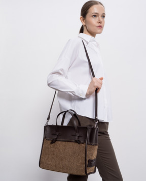 Gianni Chiarini Коричнева комбінована сумка-тоут Marcella з логотипом BS12132MEMORY