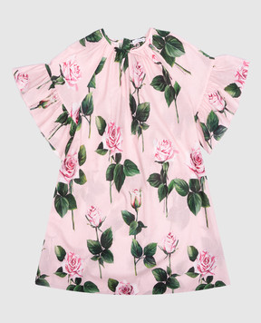 Dolce&Gabbana Детское розовое платье мини в цветочный принт L54DF8HS5TA46