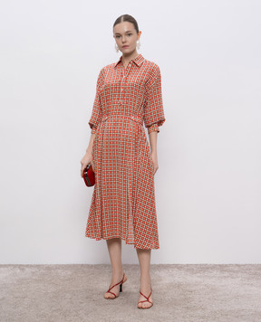 Ermanno Scervino Червона сукня-сорочка із шовку в геометричний принт D462Q364QBK