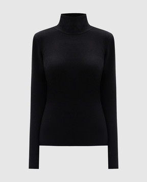 Givenchy Черный свитер с шерстью и кашемиром с вышивкой эмблемы 4G с фигурным вырезом BW90RN4ZN9
