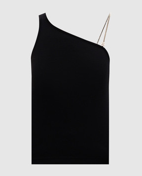 Givenchy Черный ассиметричный топ в рубчик с цепочкой BW617Q3YK5
