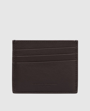 Brunello Cucinelli Коричневый кожаный картхолдер с тиснением логотипа MWZNBU434