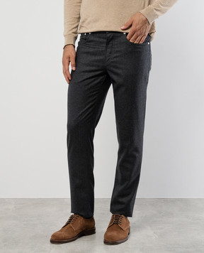 Brunello Cucinelli Серые брюки из шерсти с патчем логотипа ME226I1780