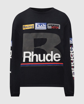 Rhude Чорний світшот з принтом логотипа RHSS25TT15012