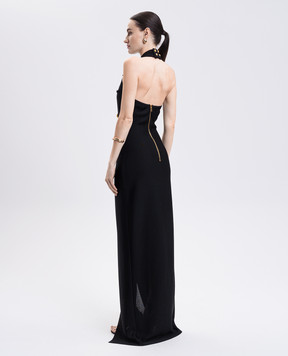 Balmain Чорна сукня максі з відкритою спиною FF1RO160KI53