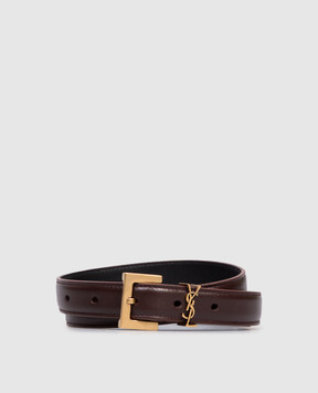 Saint Laurent Бордовый кожаный ремень Cassandre с логотипом 554465BOO0W