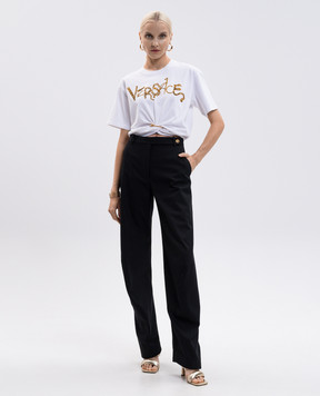 Versace Біла футболка з принтом логотипа 10183841A16340