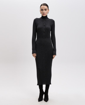 PROENZA SCHOULER Серое платье Maeve из шерсти и шелка в рубчик R2517216KW158