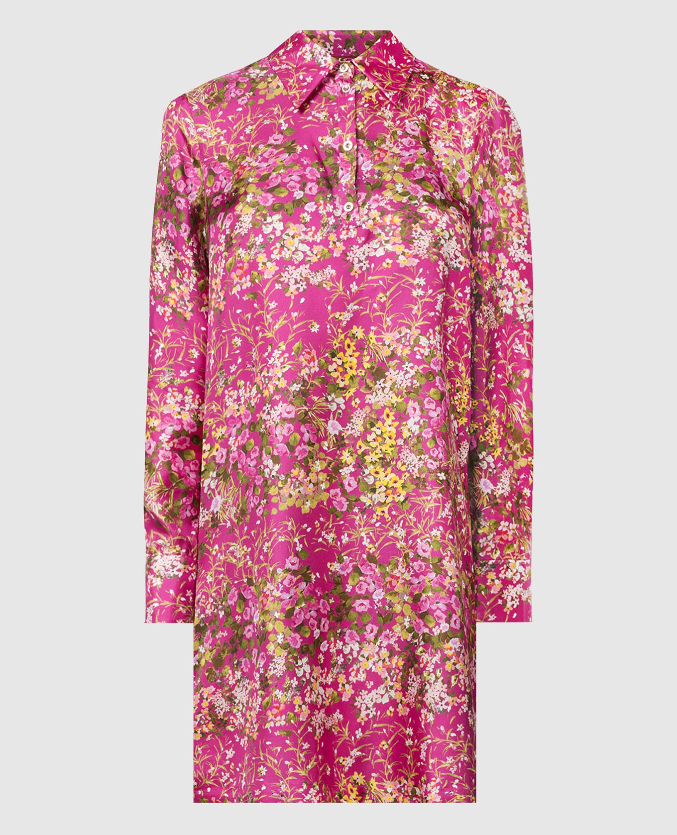 Розовое платье ORAZIO из шелка в цветочный принт.
