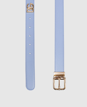 Dolce&Gabbana Блакитний шкіряний ремінь з металевим логотипом DG BE1351AQ420