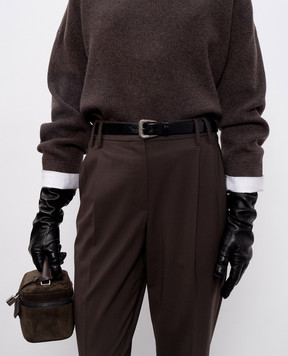 Brunello Cucinelli Чорний шкіряний глянцевий ремінь M0TROC266