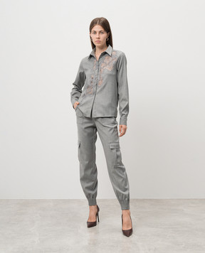 Ermanno Scervino Серые джогеры-карго с шерстью с кружевом D454P304JWR