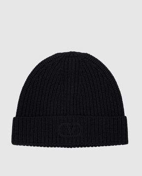 Valentino Чорна шапка з вовни логотипом 5Y2HB01LIND