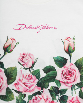 Dolce&Gabbana Детская белая футболка с брендовым принтом L5JTNLII7GI36