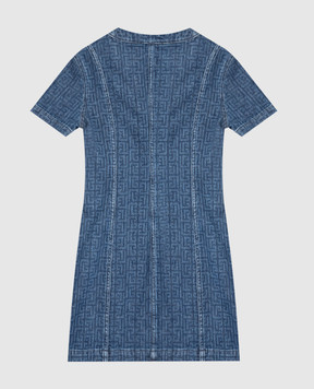 Balmain Дитяча синя джинсова сукня в брендовий принт BX1D01D0038810