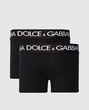 Dolce&Gabbana Набір чорних трусів-боксерів з візерунком логотипа M9D70JONN97