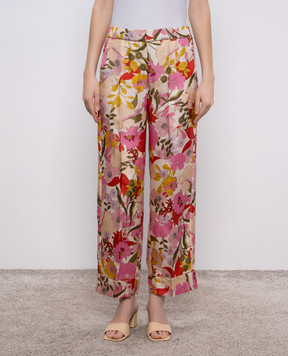 Max Mara Штаны LEDA из шелка в цветочный принт. LEDA