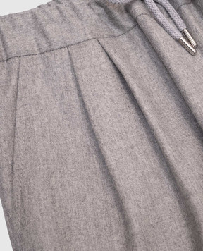 Brunello Cucinelli Детские серые брюки из шерсти с отворотами BE226P113C