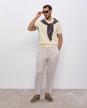 Brunello Cucinelli Серые брюки из льна M243DE1710