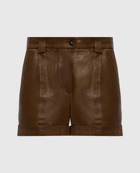 Brunello Cucinelli Коричневые кожаные шорты MPBISP1347