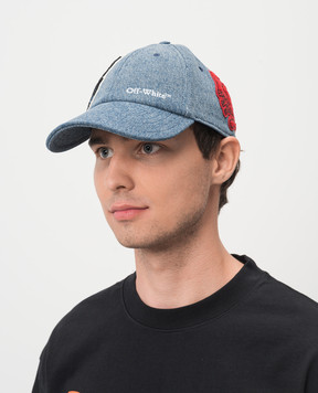 Off-White Синяя кепка с логотипом OMLB069F24DEN004