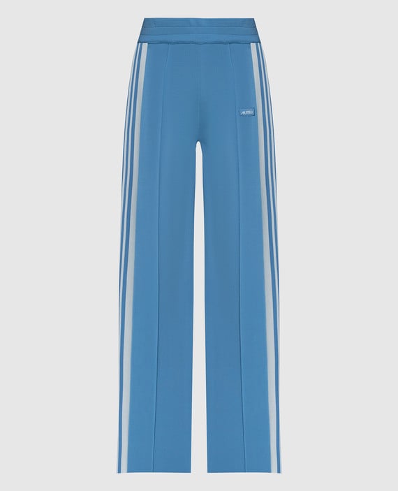 Голубые спортивные брюки с логотипом