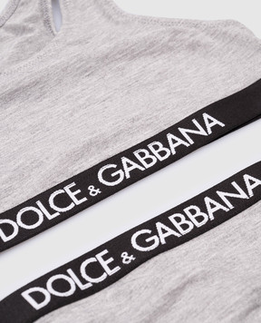 Dolce&Gabbana Дитячий сірий набір із топа та трусиків з логотипом L5J713FUGNE