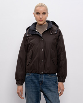 Brunello Cucinelli Коричневая пуховая куртка с цепочкой мониль MG5017835P
