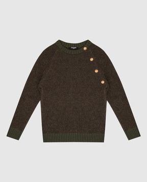 Balmain Дитячий зелений светр з вовною BX9P80Z3317810