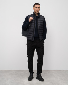 Stone Island Синий пуховый жилет с патчем логотипа K1S15G100007S0024