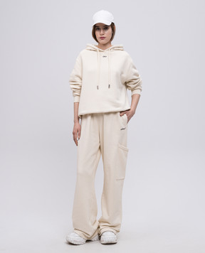 Off-White Бежеве худі з принтом Cloud Arrow OWBB035S25FLE002