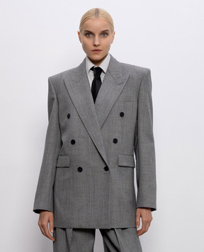 Saint Laurent Сірий двобортний жакет з вовни 823616Y7K17