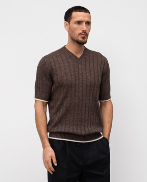 Brunello Cucinelli Коричневый пуловер с коротким рукавом M2L707602
