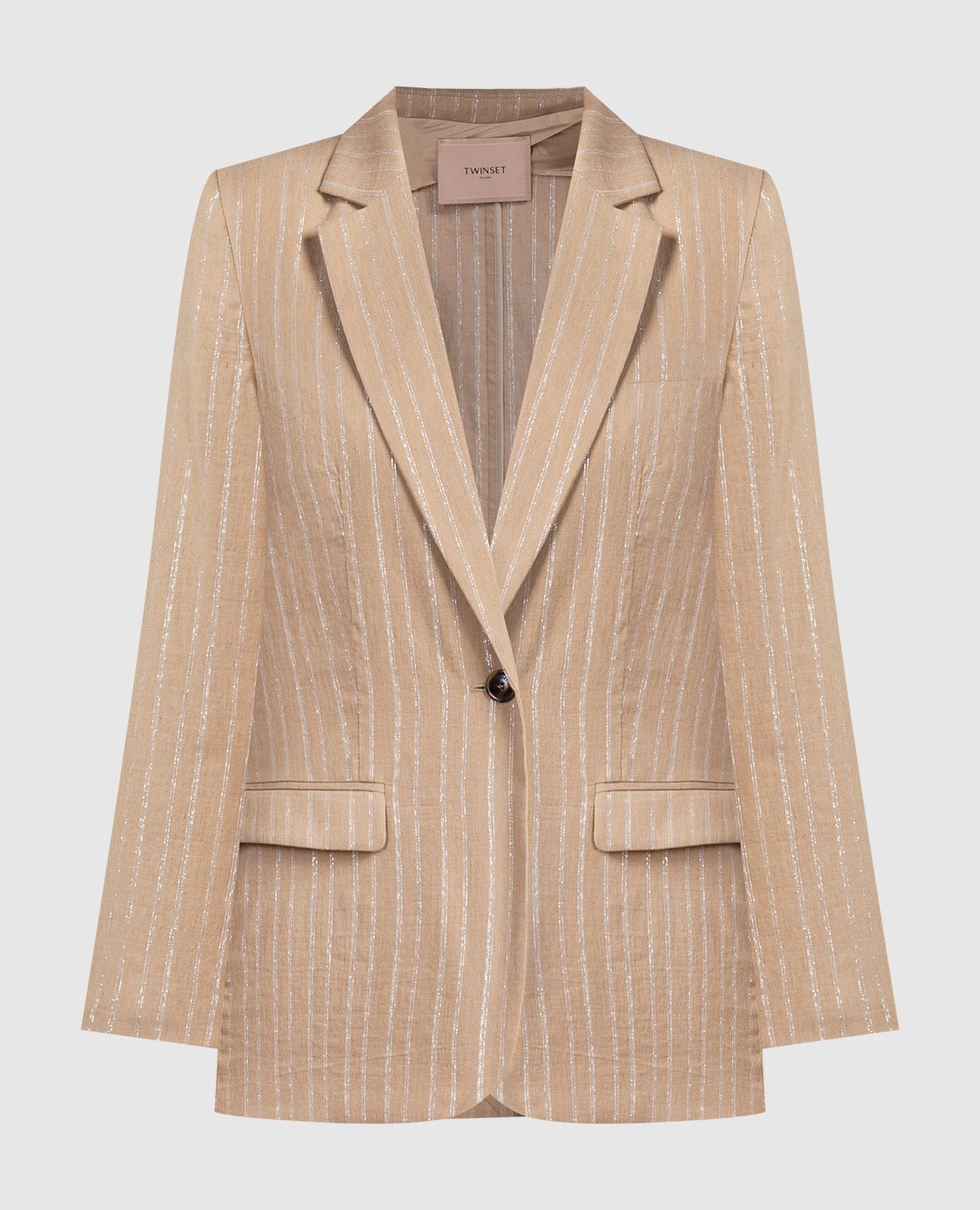 Brown jacket with striped linen