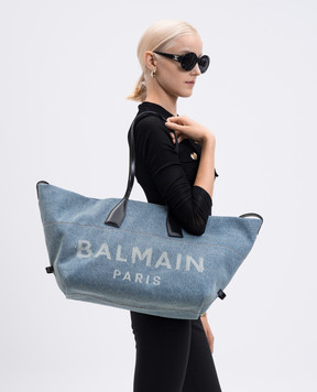 Balmain Синя сумка-тоут з принтом логотипа FN1FI015TDDX