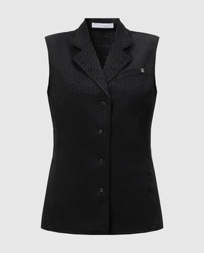 Helmut Lang Черный жилет с шерстью в логотип шаблон монограммы. O10HW504