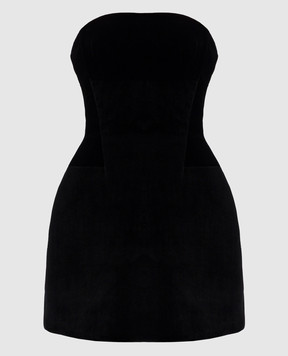 Ermanno Scervino Черное бархатное платье-бюстье с шелком D472Q727QVJ
