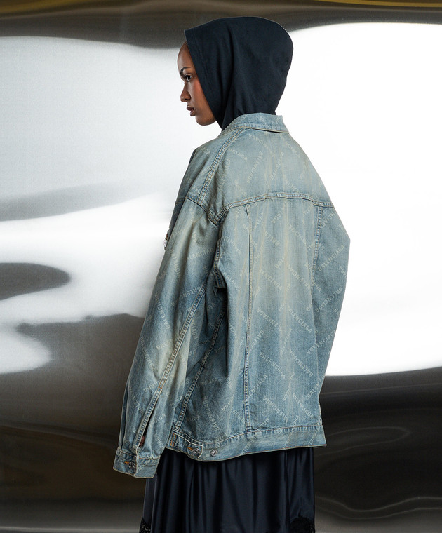 Balenciaga Голубая джинсовая куртка BAL DIAGONAL ALLOVER с логотипом 773616TPW53 изображение 4