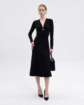 Twinset Чорна сукня міді з логотипом 252TP3140