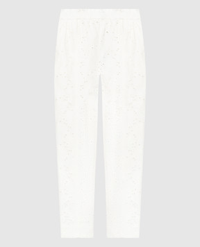 Twinset Белые брюки с вышивкой бродери 241LL2JBB