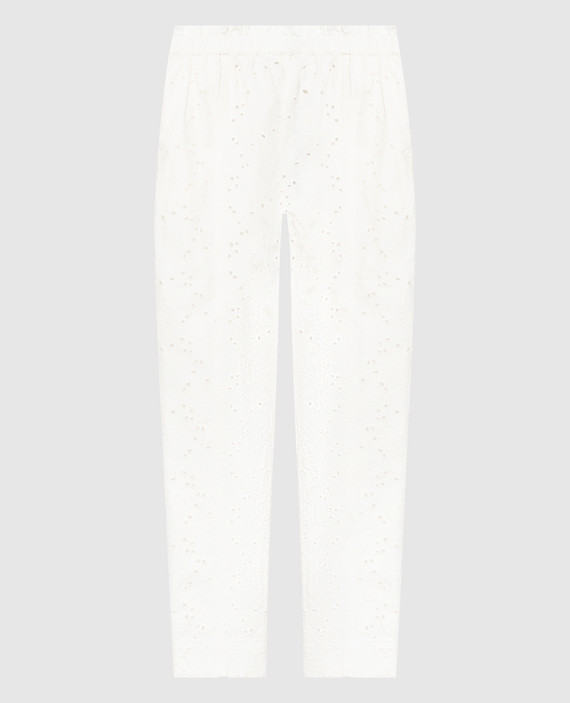 White pants with broderie embroidery