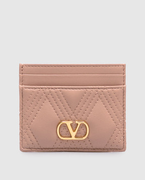 Valentino Рожевий шкіряний картхолдер QUILTIE  з емблемою 7W2P0AS1MIC